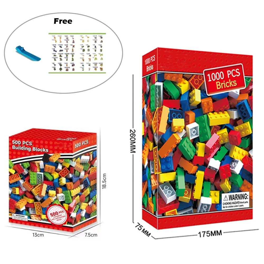 Blocchi da costruzione Blocchi per bambini sfusi, set fai da te creativi, blocchi classici urbani, giocattoli educativi per bambini, 1000