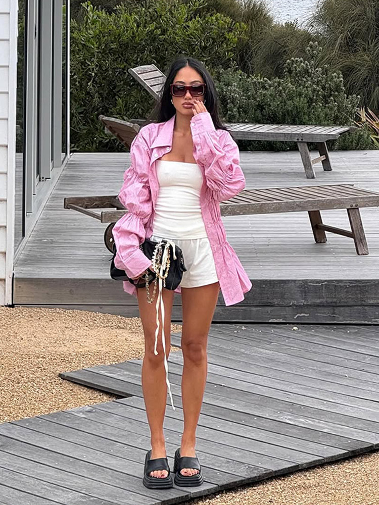 女性用プリーツ長袖パフシャツ,ボタンダウン,カジュアルトップ,エレガントな白いブラウス,女性用ファッション,新しい春のコレクション2022