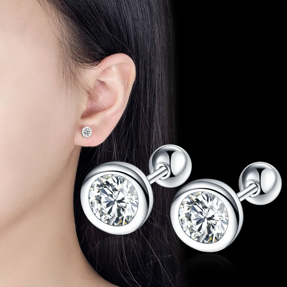 ของแท้ 925 เงินสเตอร์ลิง Lady's คุณภาพสูงแฟชั่นเครื่องประดับต่างหูคริสตัล XY0228