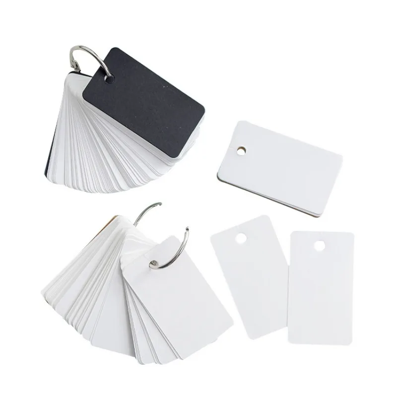 새로운 100 매 크래프트 종이 바인더 링이있는 빈 플래시 카드 나선형 메모장 어린이 노트북 학습 카드 도서 카와이 편지지