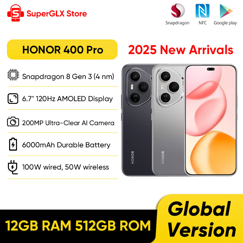 Original Global Version HONOR 400 Pro 5G Smartphone 200MP Camera Snapdragon 8 Gen 3 6.7'' AMOLED Screen 100W Wired 50W Wireless
