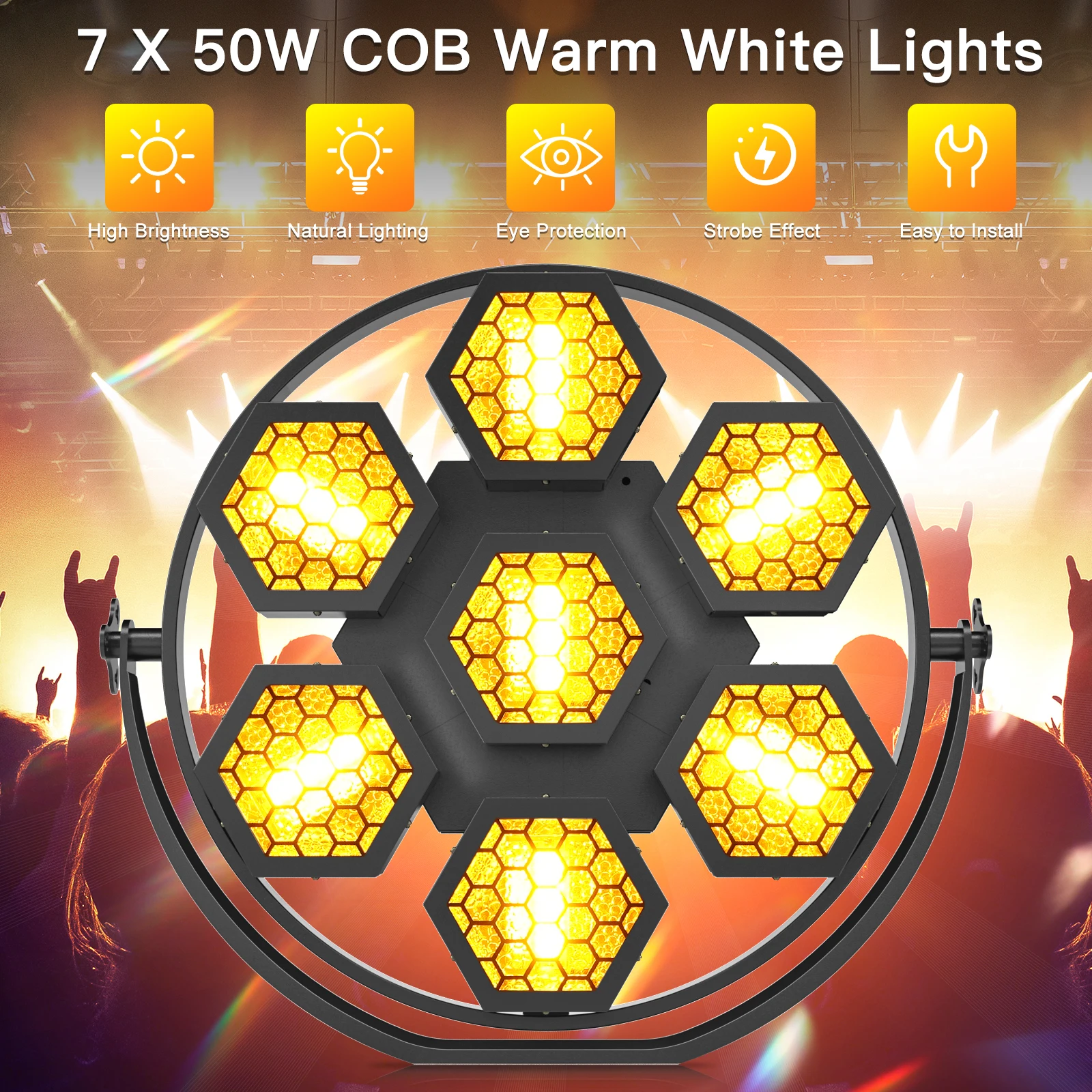 DayFlicker 7x50W światło retro RGBW COB diody LED oświetlenie wysoka jasność Uplight DMX512 aktywowany dźwiękiem na koncert kościelny ślub