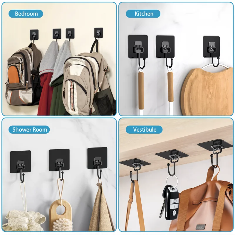 Ganchos de gran tamaño resistentes, ganchos de pared adhesivos impermeables de 22 libras, ganchos impermeables transparentes sin clavos para cocina y baño