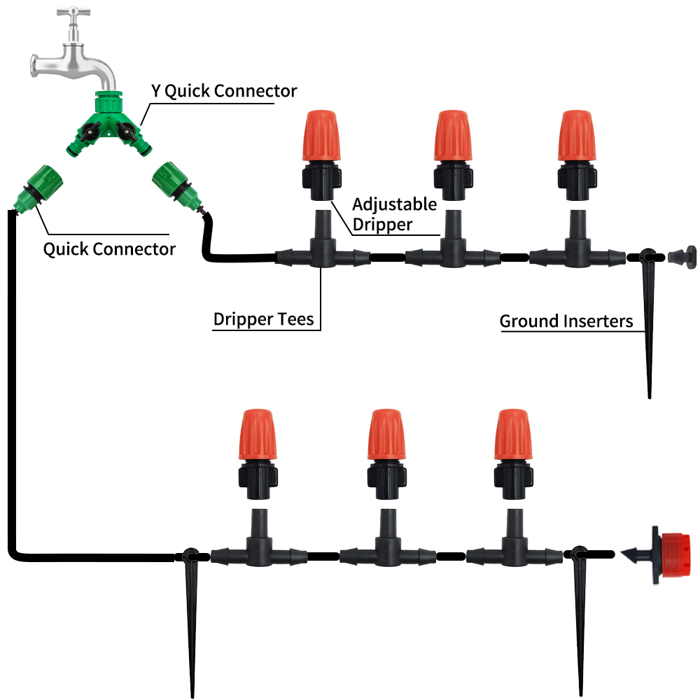 Irrigatiesysteem Tuingereedschap Druppelbewateringssets Automatische besproeiingsslang met verstelbare handige installatie Bespaar water