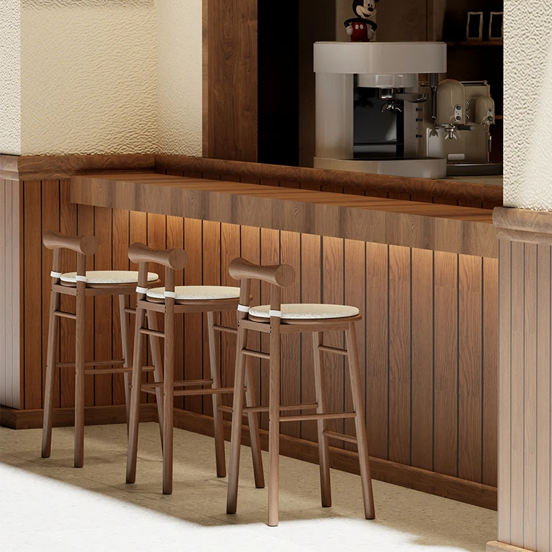 High-Endไม้เก้าอี้บาร์Home Kitchen Islandเก้าอี้รับประทานอาหารไนท์คลับร้านกาแฟCommercialเฟอร์นิเจอร์Cushionedสูงสตูล