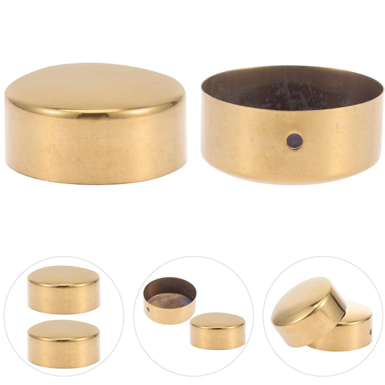 Tapas de extremo de pasamanos, tapones redondos de acero inoxidable para riel de madera, enchufe estable duradero, tapones de Metal para agujeros redondos, 2 uds.