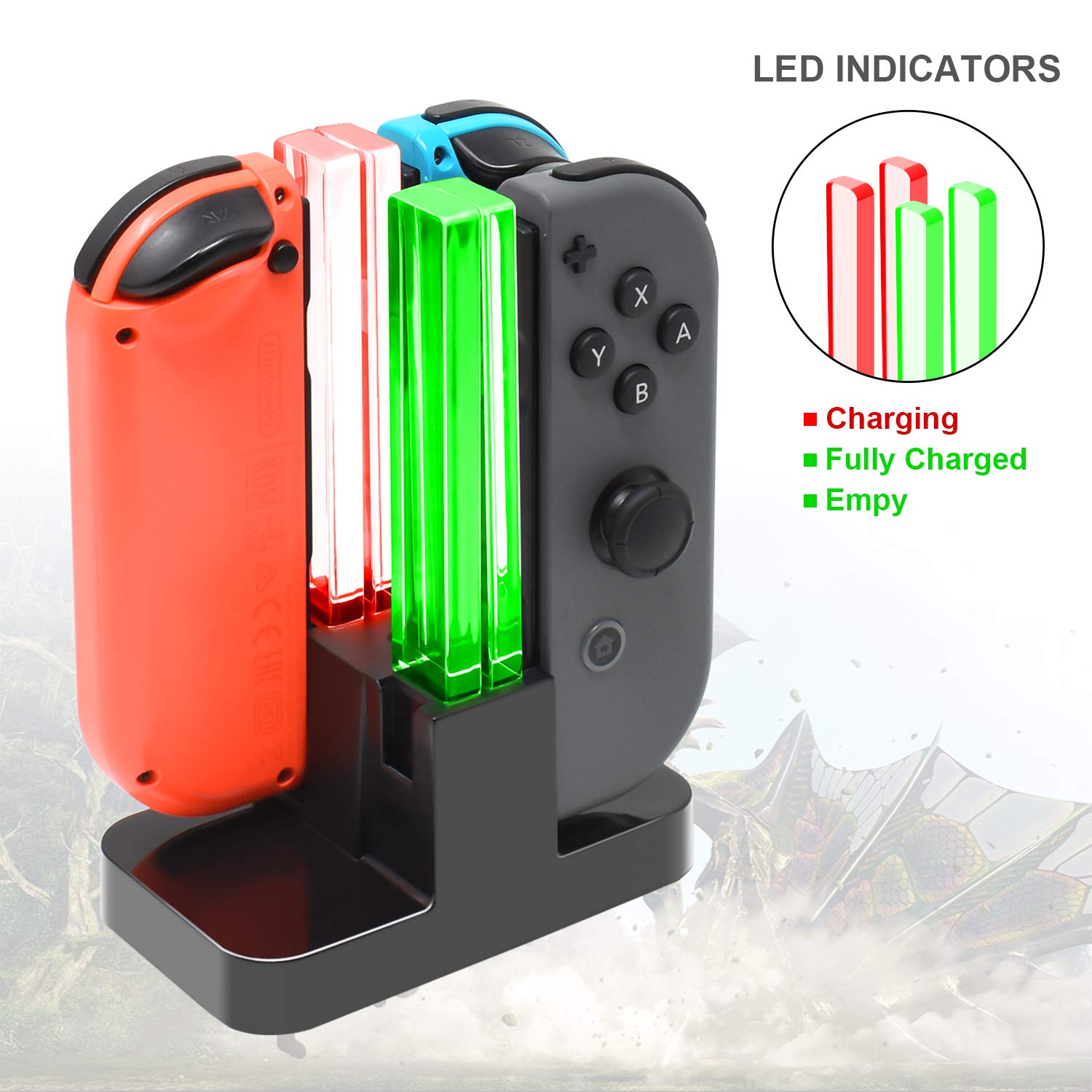 Base de carga DOBE compatible con interruptor para controlador modelo Joy Con y OLED con indicación LED de farola