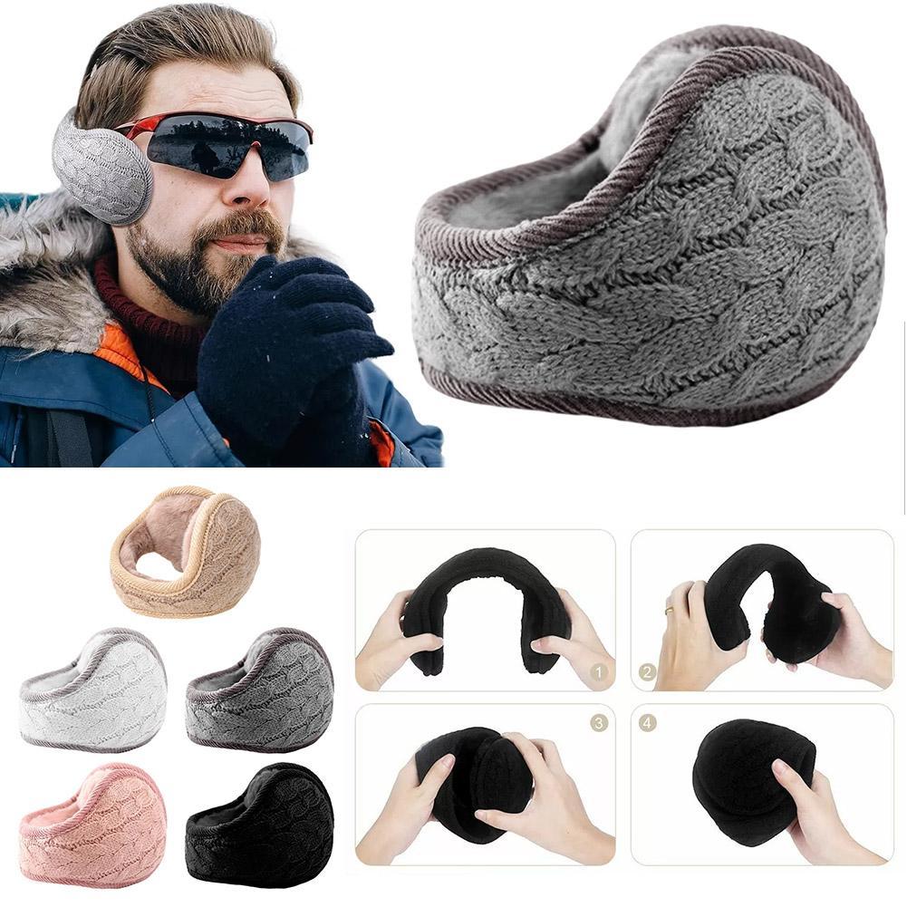 Winter Gebreide Warme Oorbeschermers Pluche Opvouwbare Oorwarmers Voor Mannen En Vrouwen Warme Gehoorbescherming Back-dragen Ontwerp 1PCS