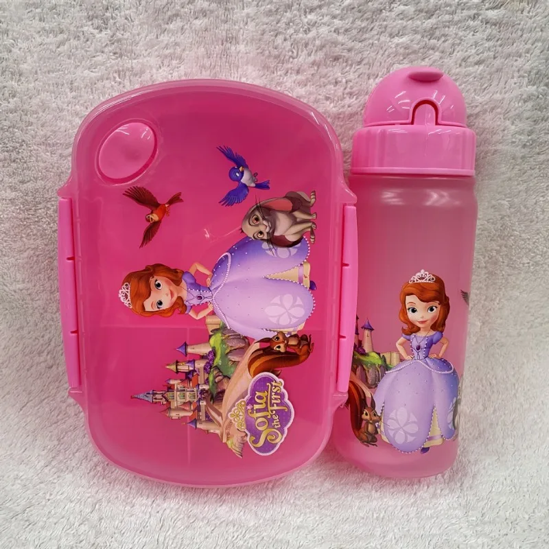 Disney Stitch Tableware Kettle Lunch Box Set Children Leakproof Bento Box Lunch Bags Portable Frozen Water Bottle Food Container