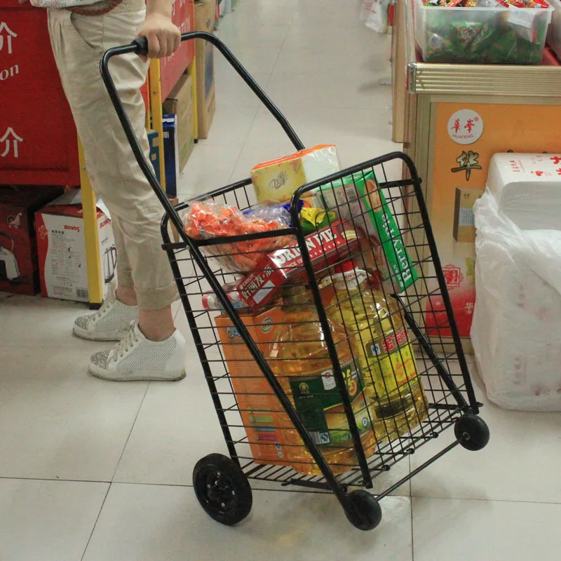 Carrito de compras plegable, carrito portátil ligero de 18L, gran capacidad, instalación gratuita, con 4 ruedas extraíbles