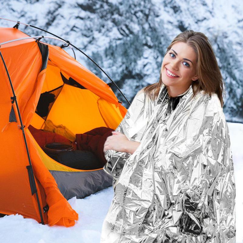 折りたたみ緊急ブランケット屋外サバイバルレスキュー応急処置ホイルサーマルブランケット防風保温ブランケット 130x 210cm
