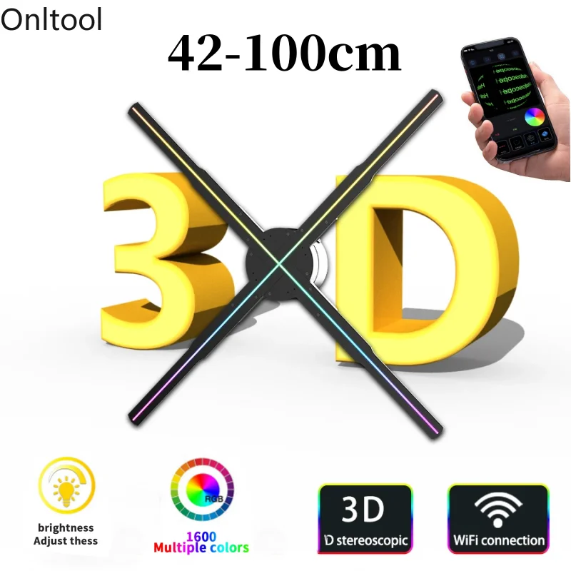 42-100 см 3D голограмма вентилятор проектор Wi-Fi дисплей рекламный логотип свет светодиодный знак голографическая лампа трехмерные проекторы