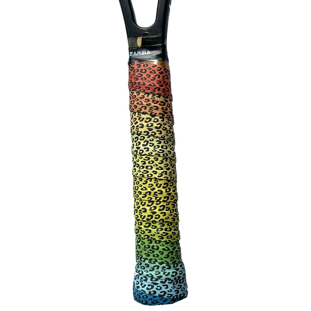 ด้ามจับ3D พิมพ์ลายแถบกันเหงื่อที่ติดทนนานกันลื่นด้ามจับด้ามจับเหนียวสีสดใสเบ็ดตกปลาไม้แบดมินตัน