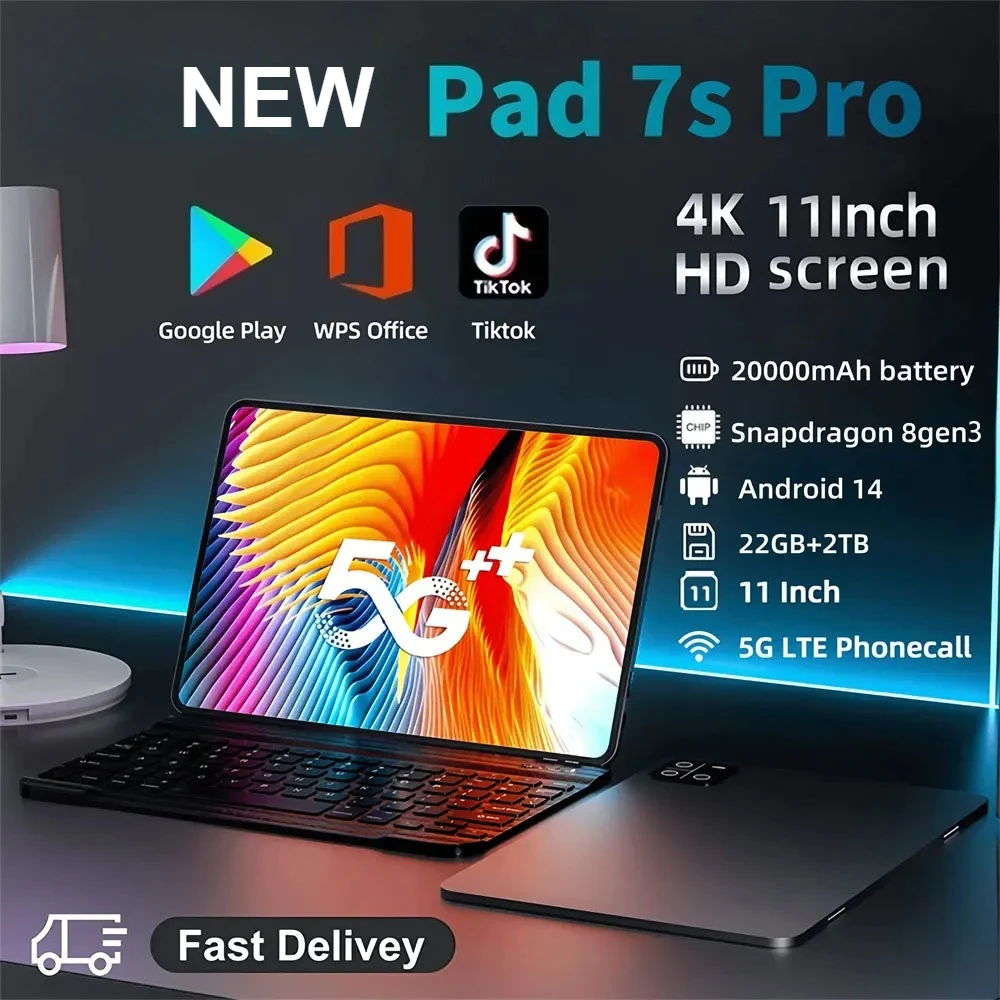 2025 Pad 7s pro Tabletten 10.1 Inch 20000 mah Android HD Tablet PC 16 GB + 1 TB Tab 5G Dual SIM WIFI Voor Kinderen MI Pad Global