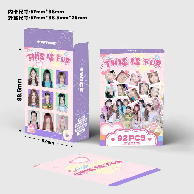 new 92PCS Small Card TWICE New Album Laser Box Collection Card LOMO Card Fan Support Photo Card
