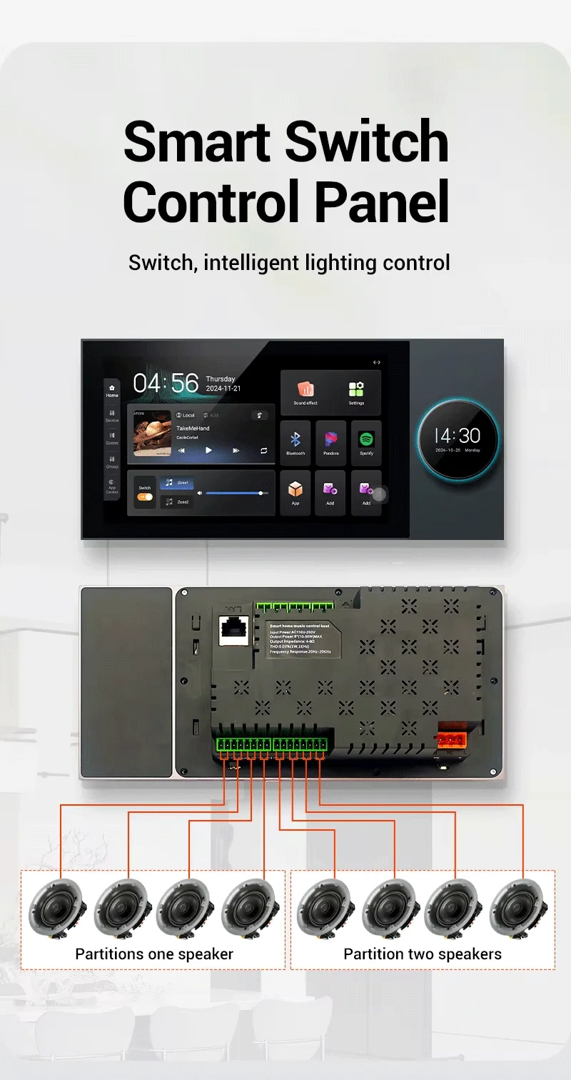 Anjielo Multifunktionaler TUYA Smart Music Central Control Host 7-Zoll-Knopf Smart Home Panel Scene Linkage unterstützt Google Suite