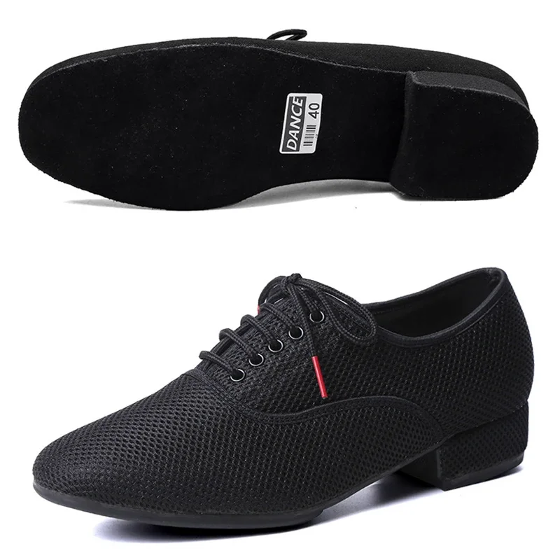 Męskie buty do tańca latynoamerykańskiego Mężczyźni Salsa Jazz Dancing Boys Ballroom Modern Tango Shoes Black Mesh Soft Sole Man Training Sneakers 39-46