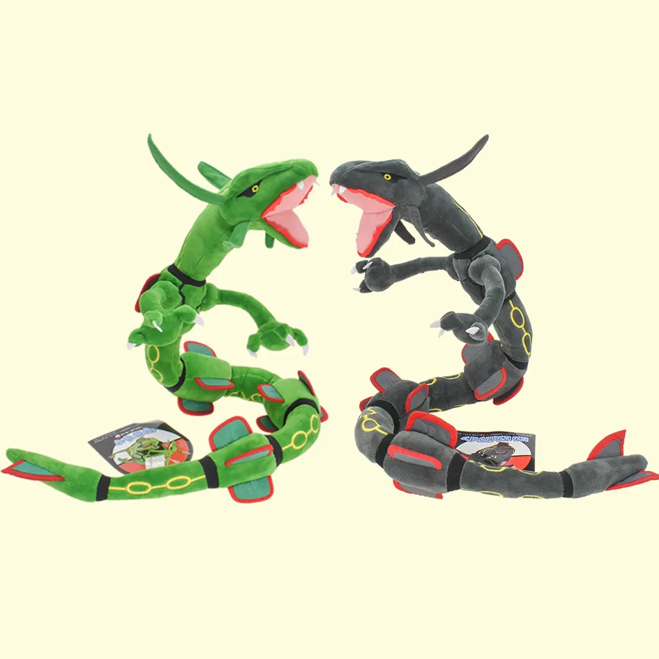 Authorized genuine Pok é mon Rayquaza 75cm oversized movable skeleton plush toy with sky dragon and green dragon design, collect