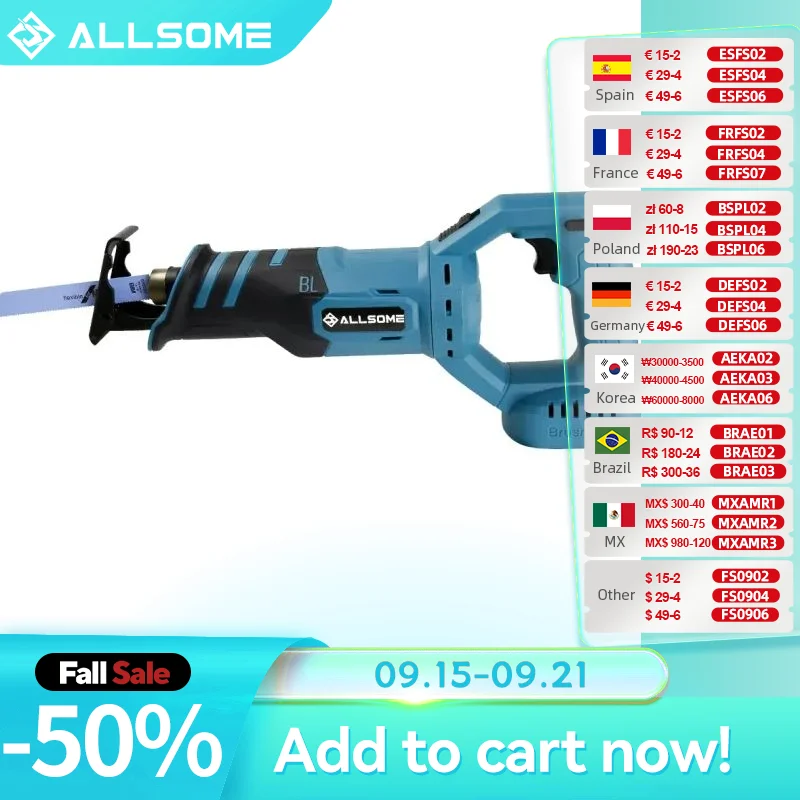 Allsome Chuyển Động Qua Lại Thấy Gỗ Và Kim Loại Máy Cắt Điện Nhìn Thấy Cho 18V Makita Pin Lithium