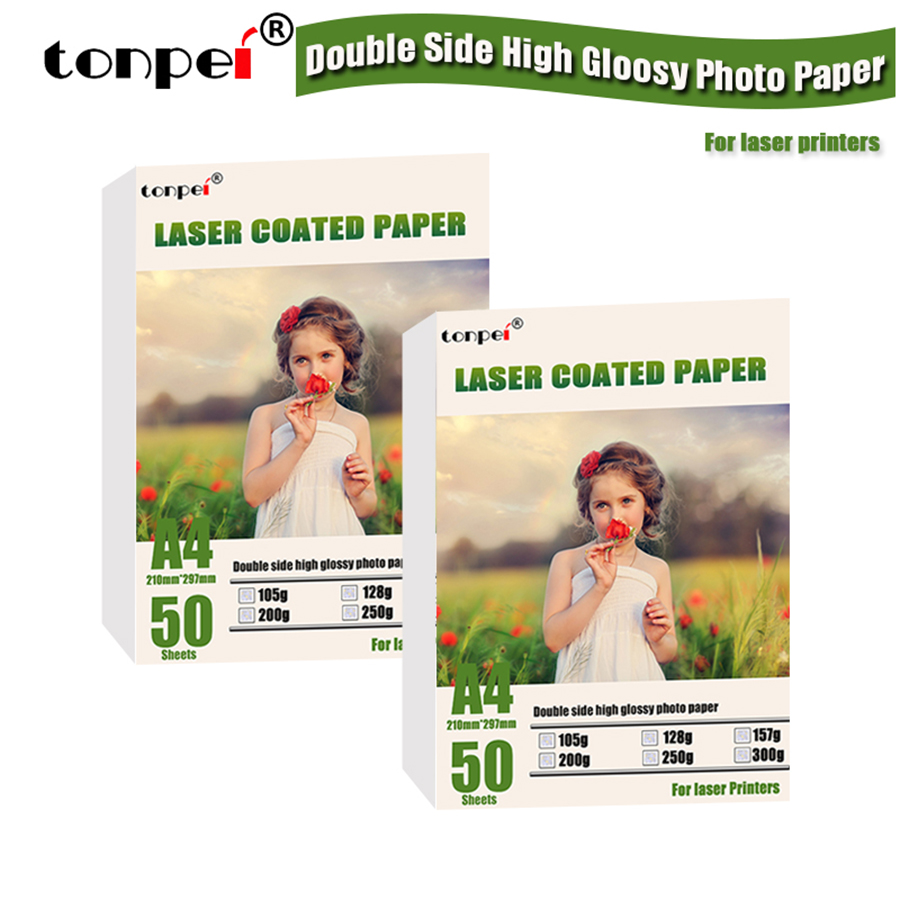 50 Blatt 105 g A4 doppelseitig beschichtetes hochglänzendes Fotopapier von Laserdrucker für den Druck von Menübildern und Bildern