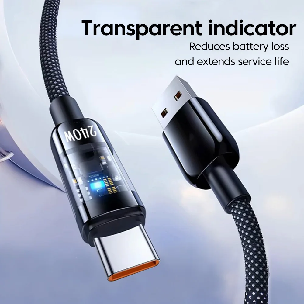 NNBILI 240W USB A to Type C Fast Charging Cable Transparent type C to Type C High-speed Charger for Samsung Huawei Mi Data Line