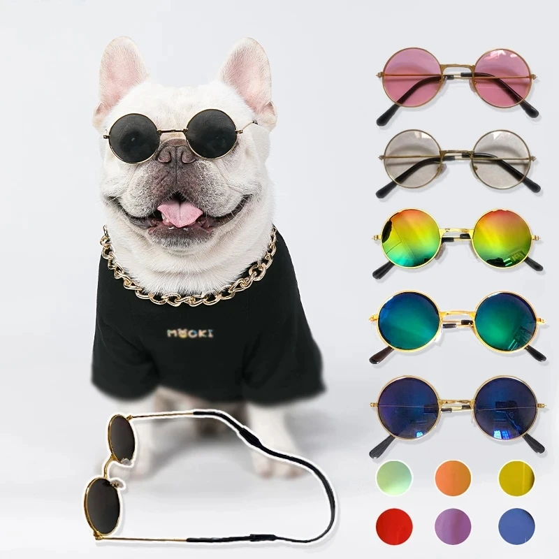 Preciosas gafas de sol redondas Vintage para gatos, gafas reflectantes para perros pequeños, fotos de mascotas, productos para mascotas, accesorios