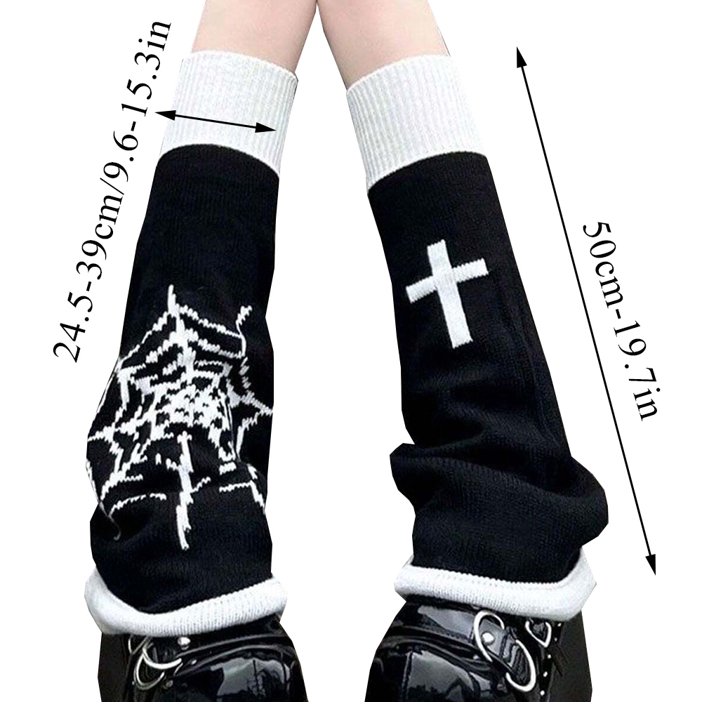 Calentadores de piernas para niñas, conjunto de calcetines de punto de lana Lolita, estrella de cinco puntas, pierna ancha, Subcultural, caliente, Y2K