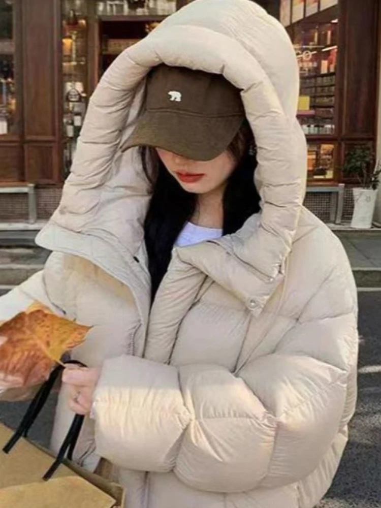 Jaqueta Curta de Aodão Fena Estilo Americano com Capuz Moda de Inverno Design de Tamanho Pequ Roupas Bread