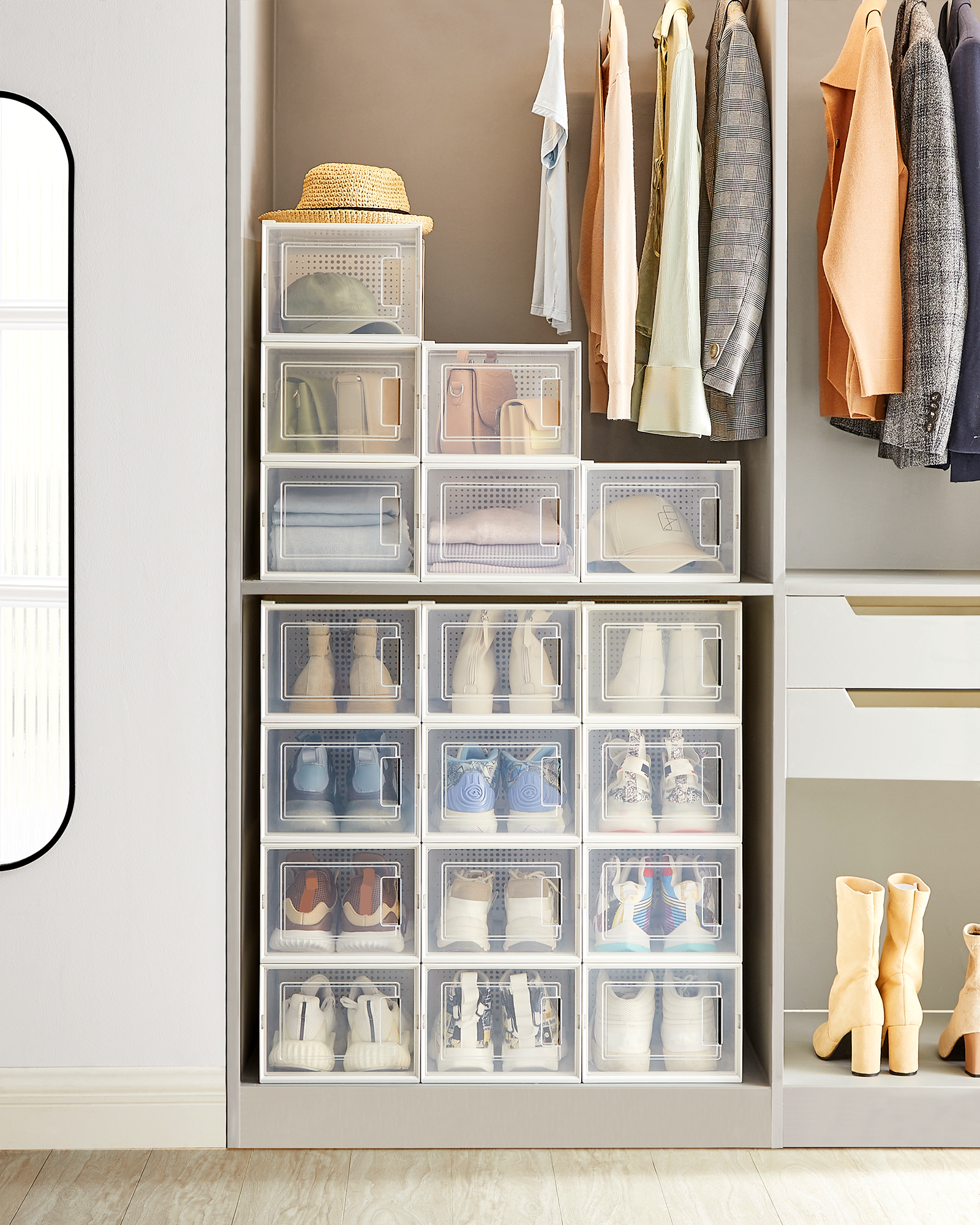 SONGMICS Schuhbox Schuhbox (18 St), faltbar, bis Größe 44 oder 46