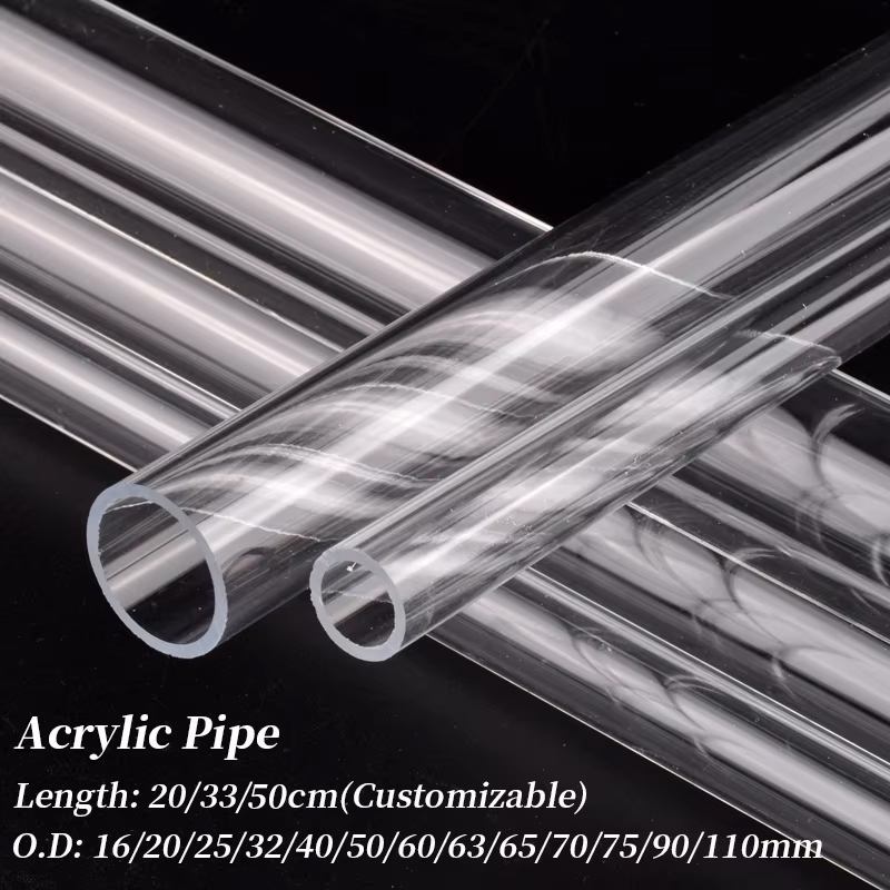 16 ~ 110mm, tubo acrílico transparente, suministros para acuario, riego hidropónico, tubo de plexiglás transparente de 20/33/50cm de largo, 1 ud.