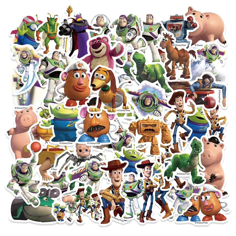 50 pezzi Disney Toy Story adesivi cartone animato carino Buzz Lightyear Alien Graffiti decalcomanie per bambini laptop scrapbook adesivo diario bagagli