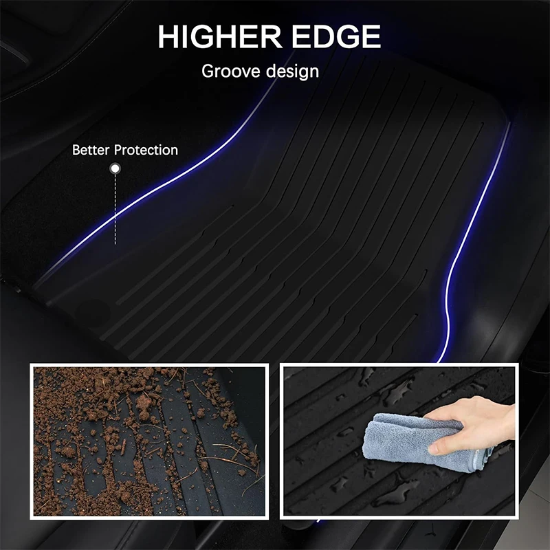 Novaacc todos os tapetes tpe para tesla modelo y 3 2021 a 2024 leme esquerdo todos os climas almofada de pé automotivo interior acessórios do carro