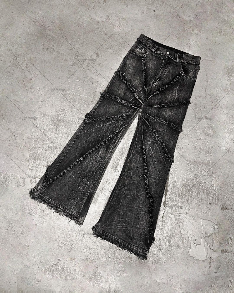 2023 Street Retro Raw Edge High Waist Skinny Jeans Men's Y2K Fashion Casual Loose Versatile Distressed Wide Leg Jeans Women's