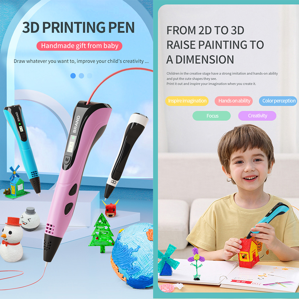 3D Pen DIY Tekening Afdrukken Pen voor kinderen Volwassen Creatief Speelgoed 20 Kleuren 5 M PLA Filamenten + USB Type-C Oplaadbaar