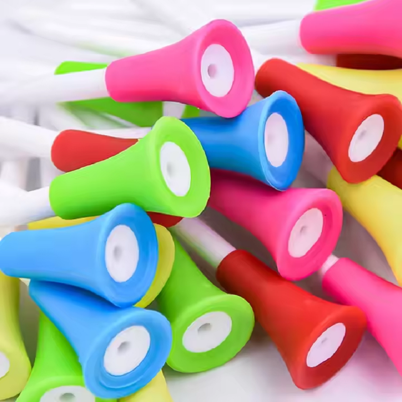 50 peças camisetas de golfe de borracha de várias cores acessório de golfe 56/72/83mm estacas de plástico duráveis