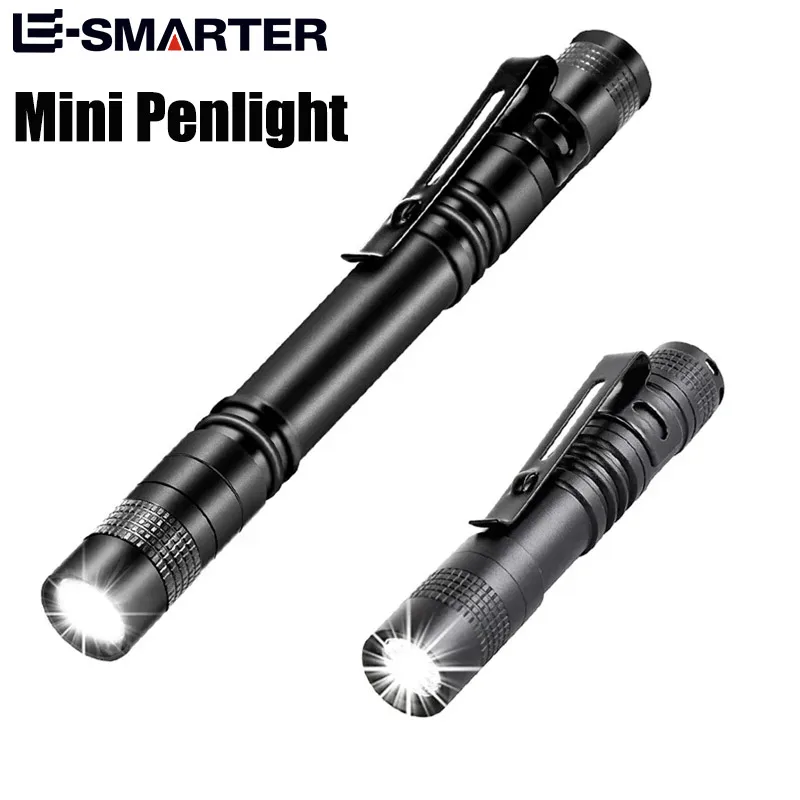 Mini bolígrafo LED portátil de bolsillo, linterna de mano ultrabrillante de alto lúmenes, Linterna para acampar, emergencias al aire libre