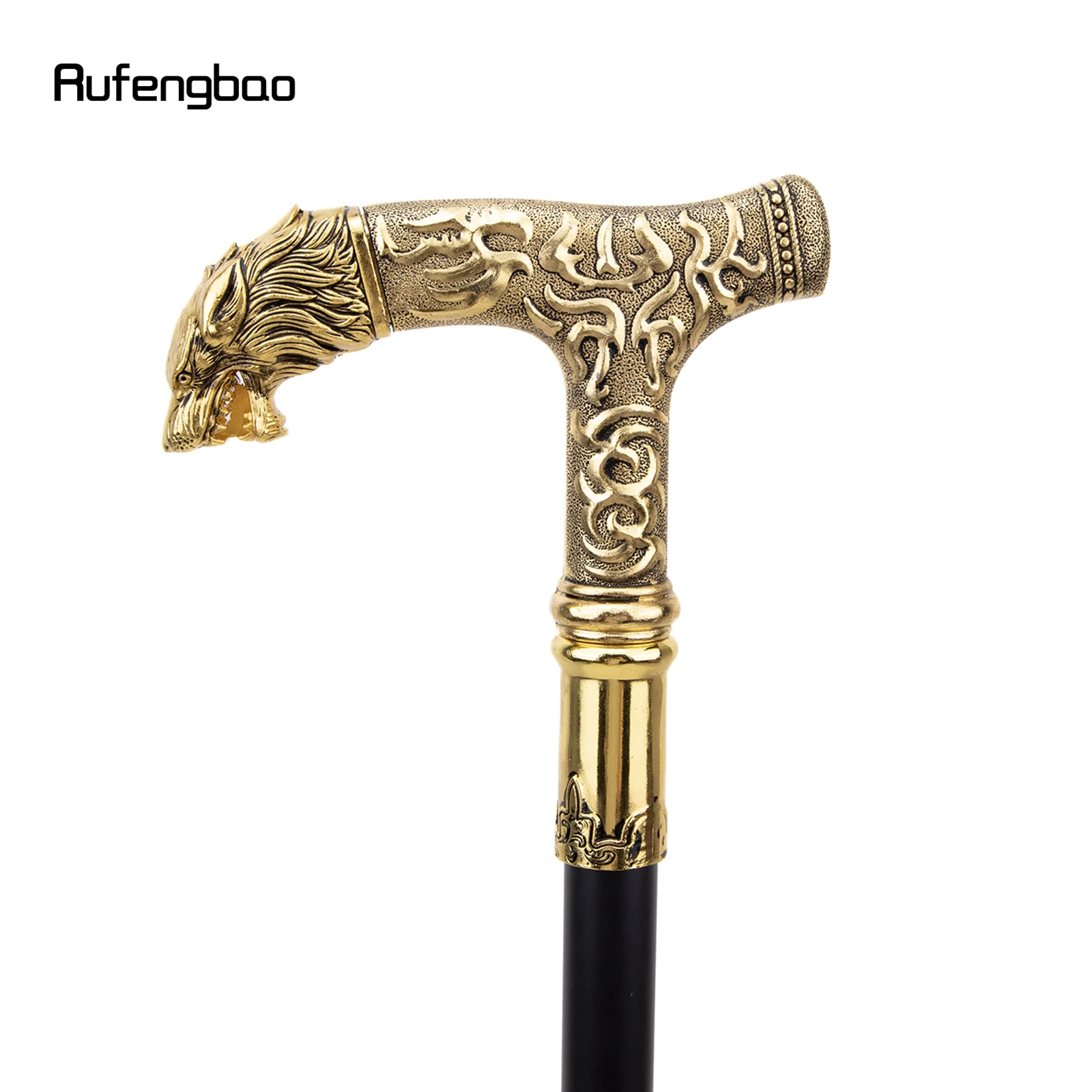Golden Wolf Handle Single Joint เดิน Stick ซ่อนแผ่น Cane แผ่นตกแต่งคอสเพลย์ปาร์ตี้ฮาโลวีน Crosier 93 ซม