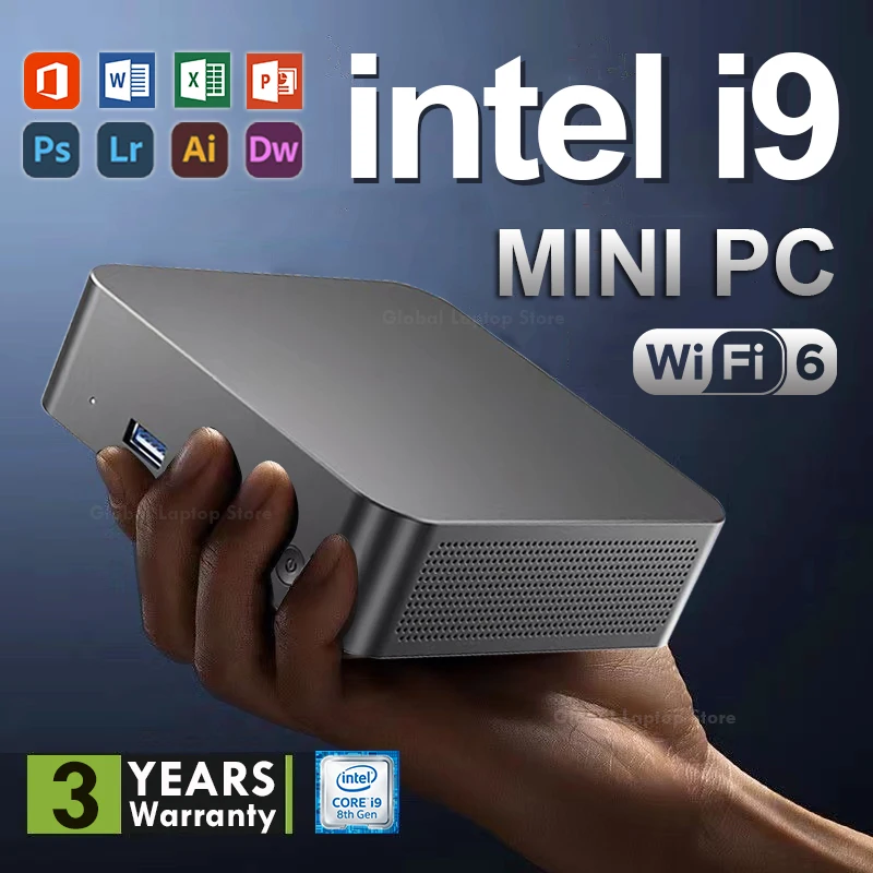 Mini ordenador portátil Windows 11 Intel Core i9 8950HK DDR4 16GB 512GB 1TB SSD ordenador para juegos tipo C 4K 60Hz Mini PC de escritorio portátil