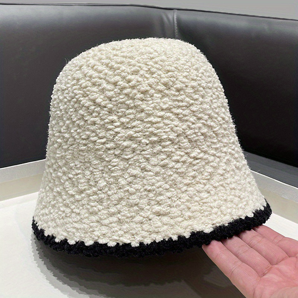 1pc 秋と冬のカラーブロック漁師帽子、女性のファッショナブルな暖かい帽子、ギフトに適した盆地帽子