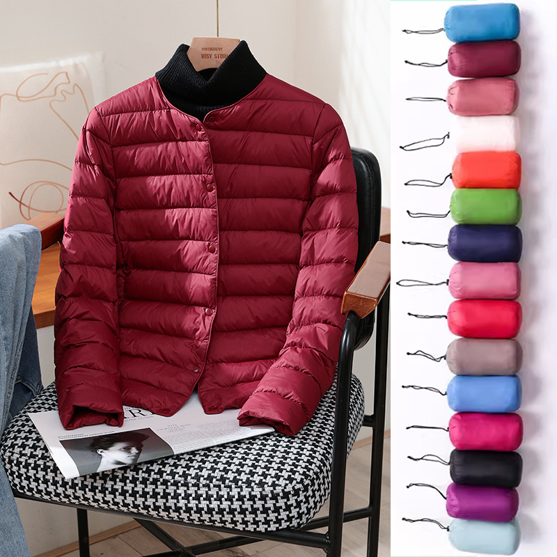 2023 neue Ankünfte Herbst Winter Warme Frauen Weiße Ente Unten Dünne Jacken Weibliche Mode Ultra Leichte Packbare Puffer Mäntel