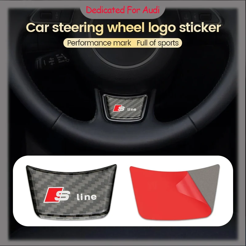 3D углеродное волокно, черный логотип RS, эмблема S Line, значок на руль автомобиля, наклейка для Audi A1 A3 A4 A5 A6 A7 S3 S4 S5 S6 Accrssorie