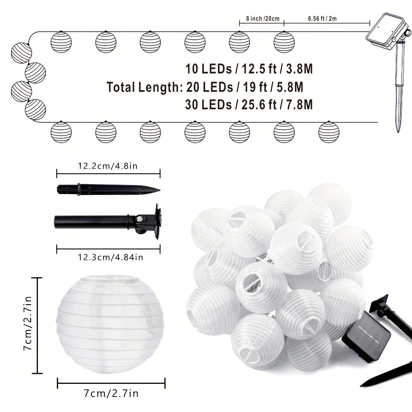 LED Solar Lantern String Lights Outdoor Garland Fairy Lights Solar Powered Garden Decorative Light for Christmas Wedding Party