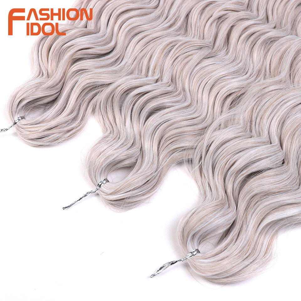 Anna Hair Synthetische lose tiefe Welle Flechten Haarverlängerungen 24 Zoll Wasserwelle Zopfhaar Ombre Blonde Twist Häkeln lockiges Haar