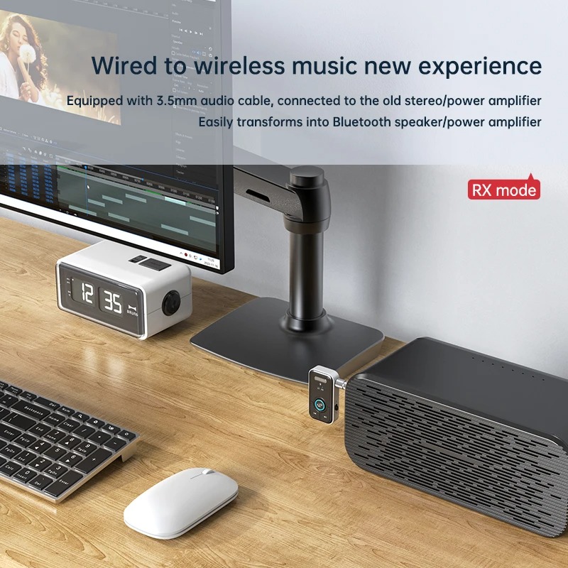 Bluetooth 5,3 Sender Empfänger Adapter Wireless Audio für Auto Musik Kopfhörer Lautsprecher 3,5mm Buchse Aux Wireless Audio Adapter