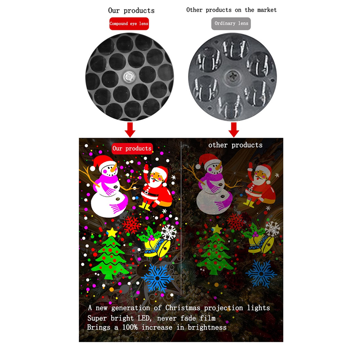 A72P Christmas Projector Lights Indoor 16 Patterns Led Projector Light for Xmas Holiday Carnival Garden US Plug