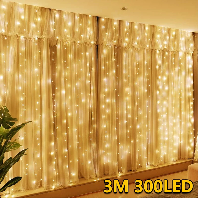 3M LED Lichter String Fee Dekoration USB Urlaub Vorhang Girlande Lampe 8 Modus Für Haus Garten Weihnachten Party neue Jahr Hochzeit