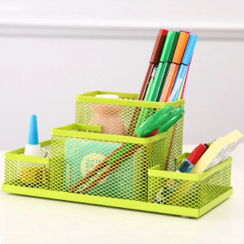 1Pc Mode Multifunktionale Büro Schreibwaren Schreibtisch Veranstalter Mesh Sammlung Stift Halter Organizer Box Büro Schule Liefert