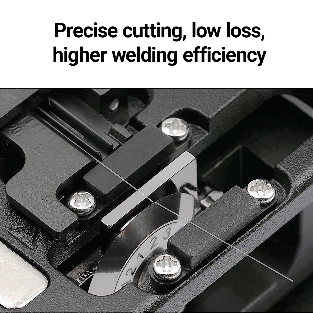 AMPCOM Faserspalter Glasfaserwerkzeuge FTTH Hochpräziser Kabelschneider Ganzmetallgehäuse 12-Oberflächenklinge mit Tasche WAM-60S