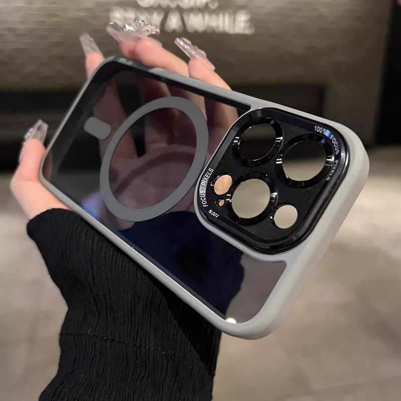 IPhone用の透明な磁気ケース,Magsafeワイヤレス充電ケース,耐衝撃性ハイブリッドケース,iPhone 16,15,14 plus,13,12 pro max