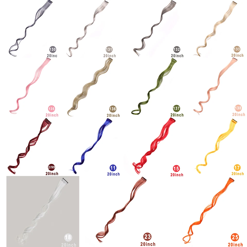 LUPU Tóc Tổng Hợp Phần Mở Rộng Với Một Clip Chịu Nhiệt Rainbow Phần Lông Cho Bé Nữ Dài Cong Lượn Sóng Phong Cách Đầy Màu Sắc tóc